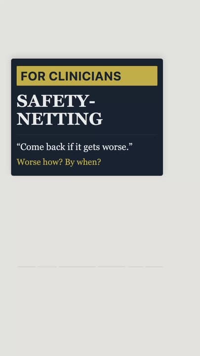 Safety-Netting in Consultations | Name What, When and Where